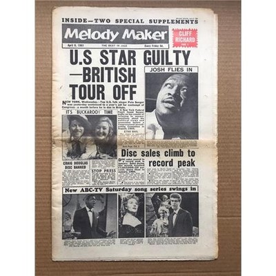 VARIOUS 1961 MELODY MAKER MAGAZINE APRIL 8 1961 PETE SEEGER (COURT CASE)/JOSH WH