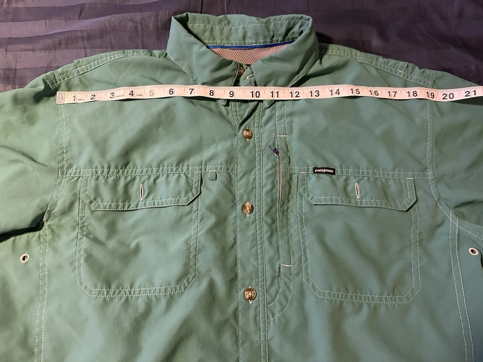 Camisa de pesca leve Patagonia masculina Sol Patrol II tamanho M ventilada azul-petróleo 51884 - Imagem 3 de 4