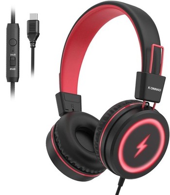 Kid Headphones for School, USB Type C Kids Headphone with LED Lights, Wired B...