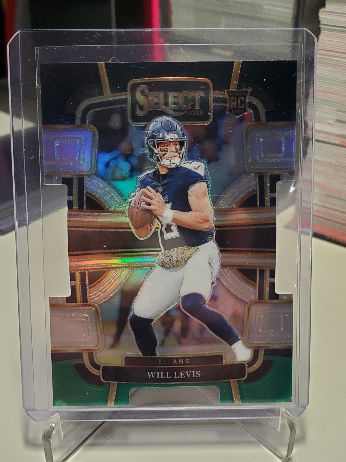 2023 Panini Select Concourse Will Levis #96 Black & Green Prizm Die-Cut RC