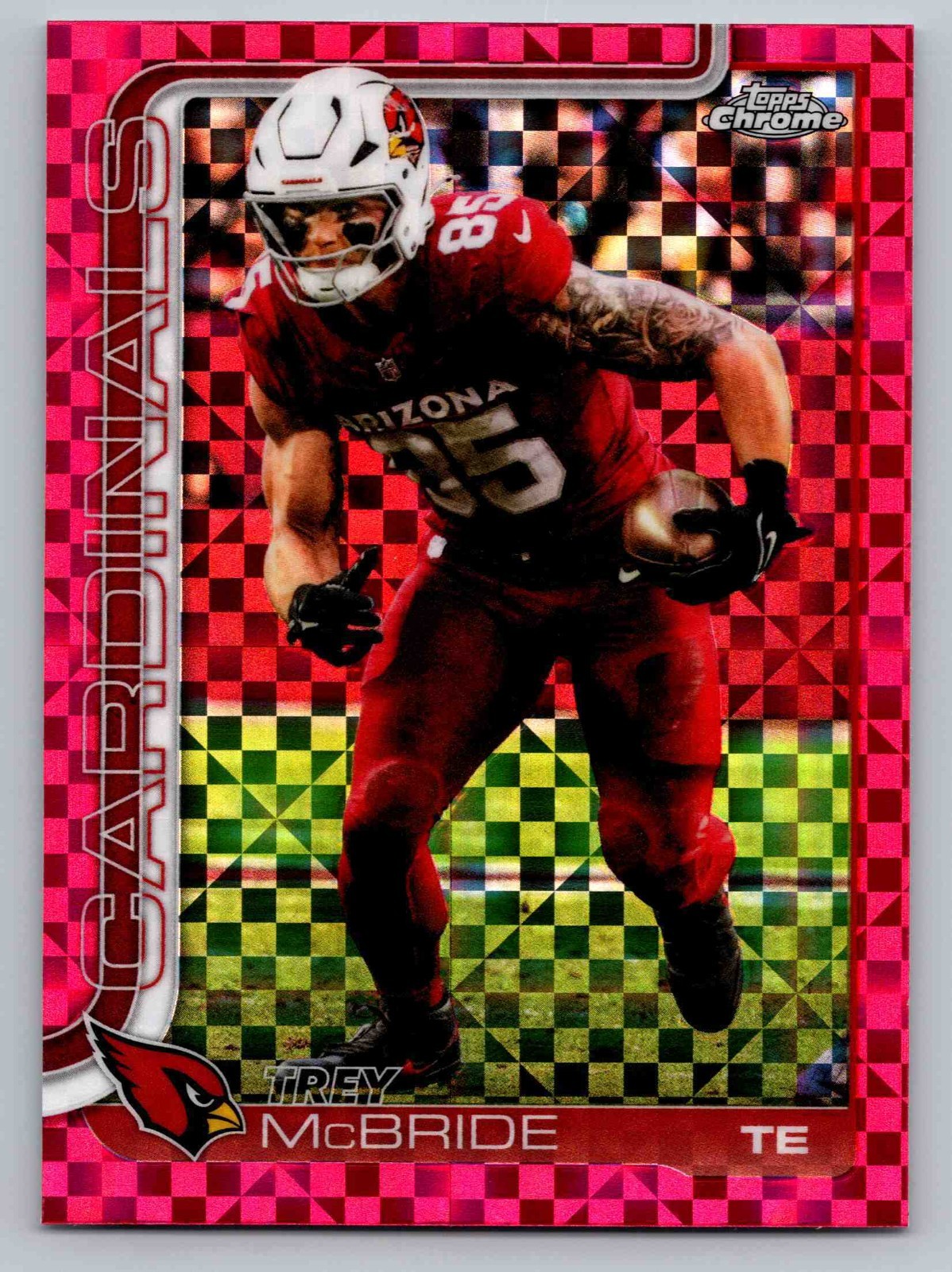 TREY MCBRIDE Pink X-Fractor 2025 Topps Chrome Football #4