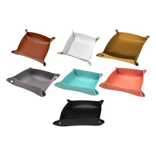 Elegant Foldable Leather Tray for Organizing Keys Jewelry and Earphones - Picture 5 of 40