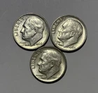 Lot of (3) Three Roosevelt Dimes - 90% Silver - All 3 are 1964 P - Very Nice
