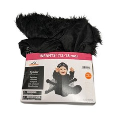 Way to Celebrate Infant Spider Halloween Costume Black Fuzzy 12-18 Months NEW