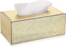 Decorative Gold Rectangular Tissue Box Holder - Practical with Magnetic Closure
