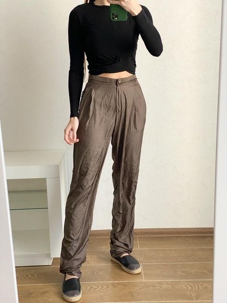Women Lanvin Trousers Brown Polyester 38 / M / 46