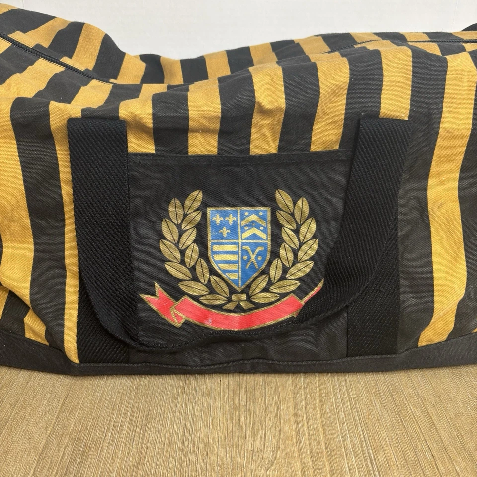 Винтажная спортивная сумка 1993 Avon в полоску с гербом графическая холщовая ночлег 25 дюймов | Y2K - Изображение 4 из 4