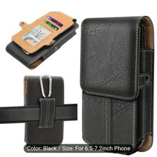 UNIVERSAL 6.5" to 7.2" CELL PHONE VERTICAL POUCH W/METAL CLIP BELT LOOP HOLSTER