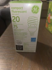 GE Compact Fluorescent Mini Spiral 20 Watts 75 Watt Incandescent Replacement New