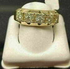 2 Ct Round Cut White Moissanite Men's Wedding Band Ring 14k Yellow Gold Plated