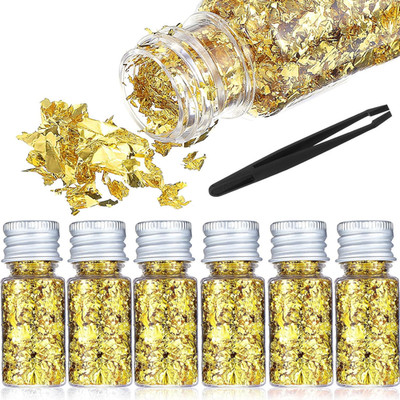 6 Stück Blattgold Essbar Goldfolie Flocken Goldfolie Papier Blattgold Blattgold 