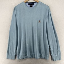 TOMMY HILFIGER Sweater Mens M Crest Pullover Jumper VTG 90s 100 Cotton Blue