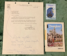1969 Disneyland park guide, 2005 4 keys card, 1958 milt alright signed page rare