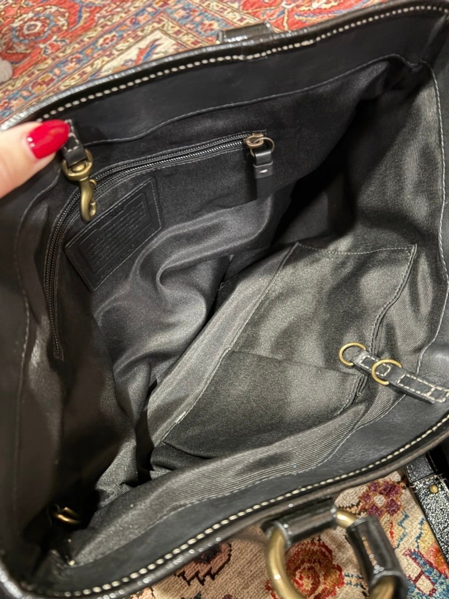 Vintage Y2K Coach Gigi Legacy Black Jacquard Patent Turnlock Tote