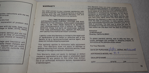 Airtronics XL Series Radio Control System Vintage Original Instruction Manual - Picture 7 of 9
