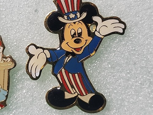 Vintage Disney 80's Betsy Ross Minnie Mouse & Uncle Sam Mickey Pin Set USA Flag - Picture 6 of 12