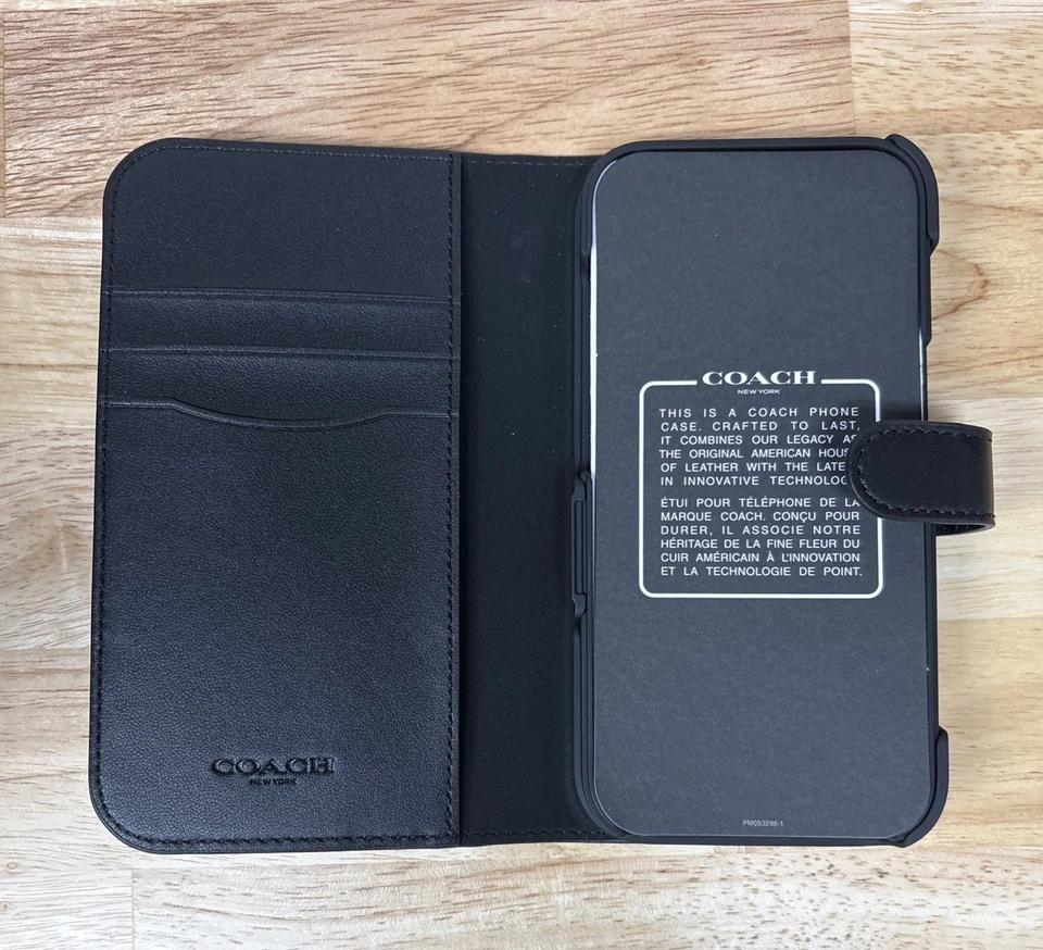 COACH Folio Wallet Case With Detachable Case For Apple iPhone 15 Pro, Charcoal - Image 4 of 4