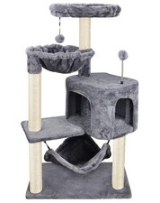 Cat Tree Condo with Hammock, Grey - Large Cat Tower for Indoor Cats