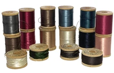 Lot of 16 Vintage Wood Spools of Silk Thread Belding Corticelli Assorted Colors