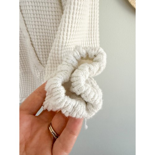 Faherty | Echo Thermal Mock Neck Pullover Sweater White | Sz S - Picture 7 of 9