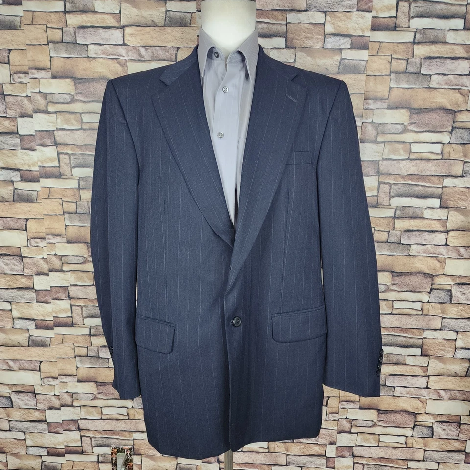 Vintage Stafford 2 Piece Suit Mens 44L 36X32 Dark Gray Stripe Single Vented - Image 4 of 4