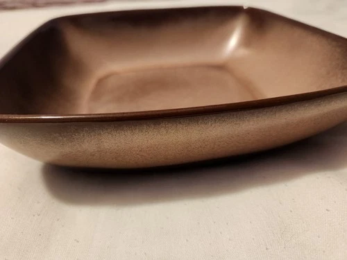 Vintage Frankoma Pottery Plainsman Brown 5NS Square Salad Serving Bowl MCM 50s