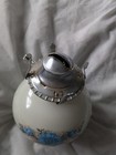 Vintage Lamplight Farms Oil Lamp Ceramic Base Milky White And Blue Floral Design — photo 2