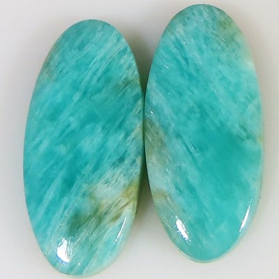 natural AMAZONITE PAIR cabochon loose gemstone 11.00 Cts. (9x19x3 mm) oval shape