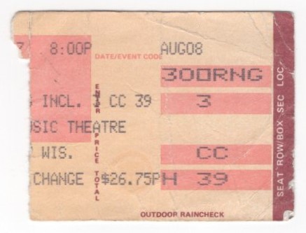 Boston the band & Farenheit 8/9/87 E Troy WI Alpine Valley Ticket Stub