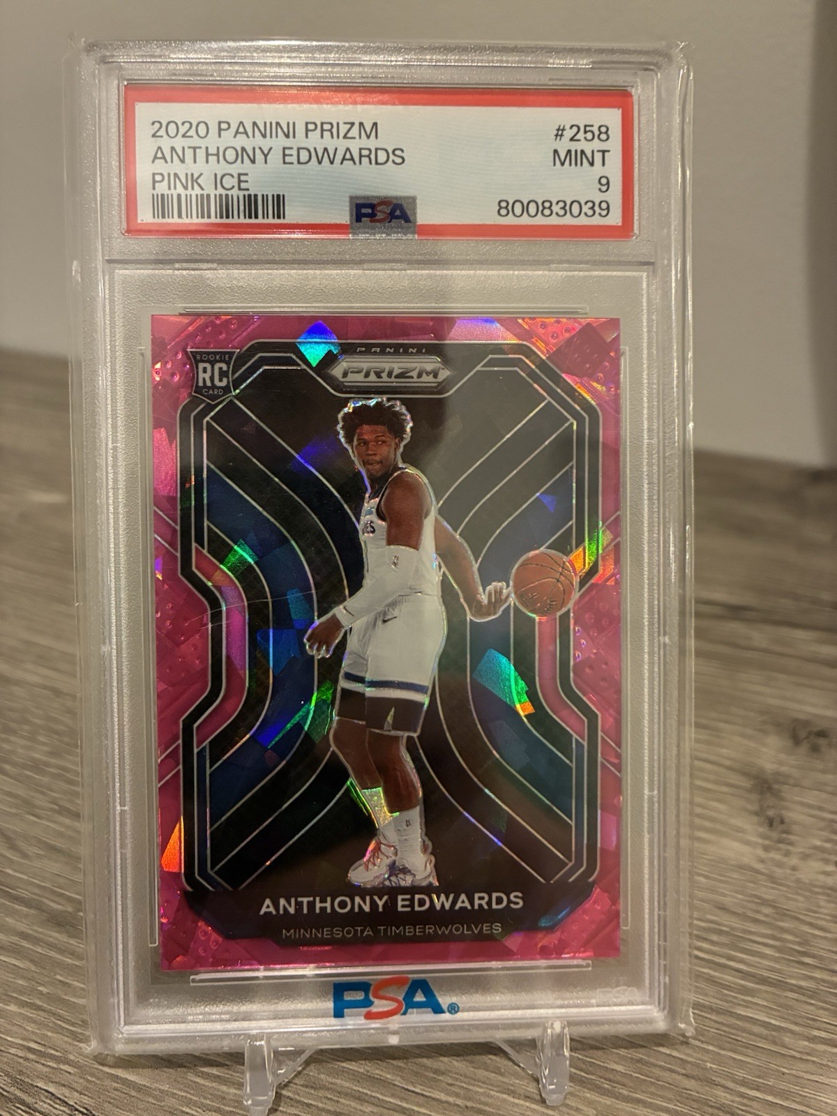 2020-21 Panini Prizm Anthony Edwards #258 (RC) Pink Ice PSA Mint 9