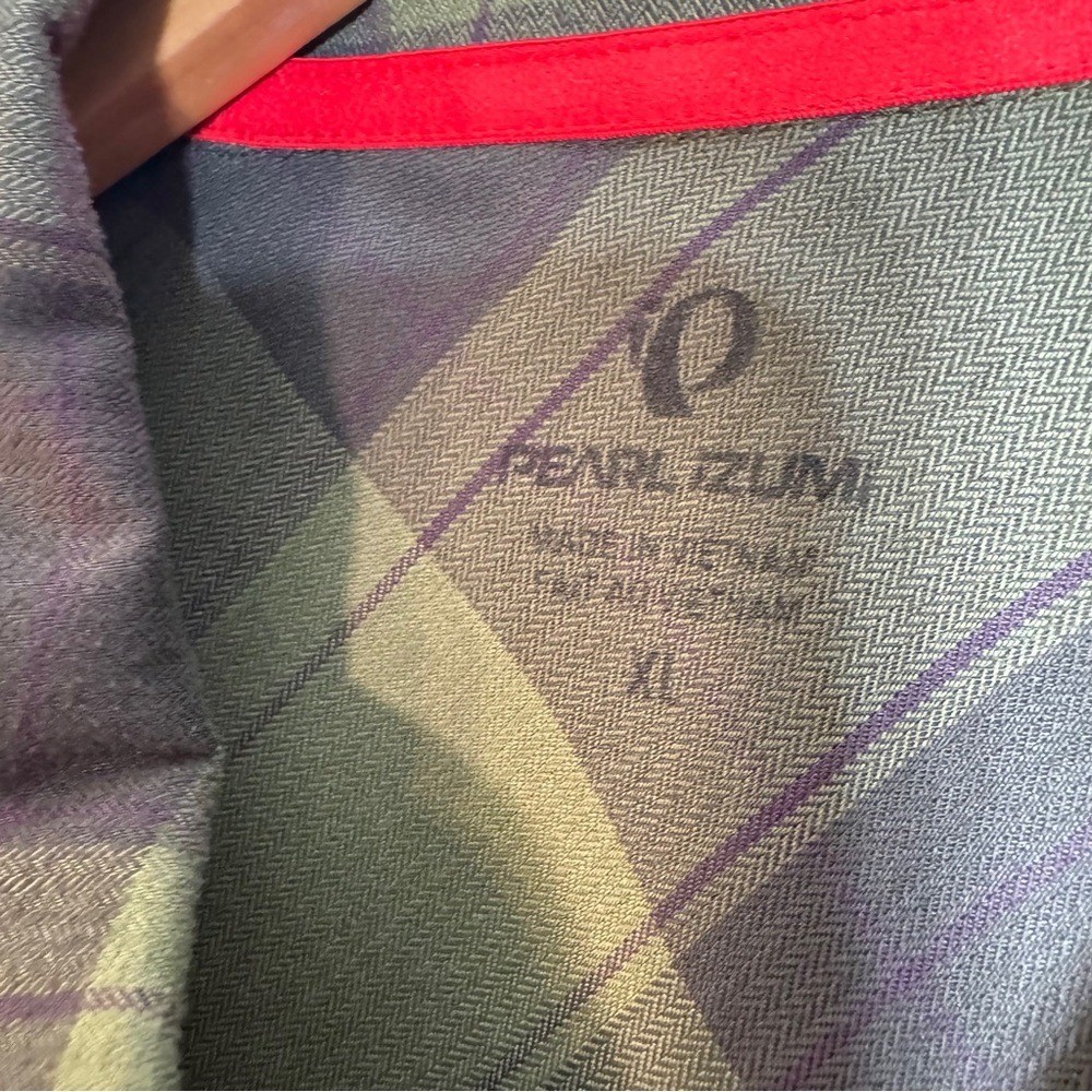 Pearl Izumi Rove Long Sleeve Snap Closure Shirt Green Plaid Size XL