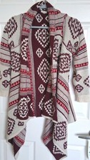 Eyeshadow, Women's Open Knit Cardigan, S Southwestern Aztec, Casual, Relaxed