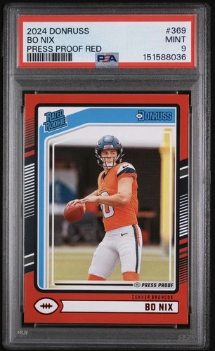2024 Panini Donruss - Rated Rookie Bo Nix #369 Press Proof Red (RC)