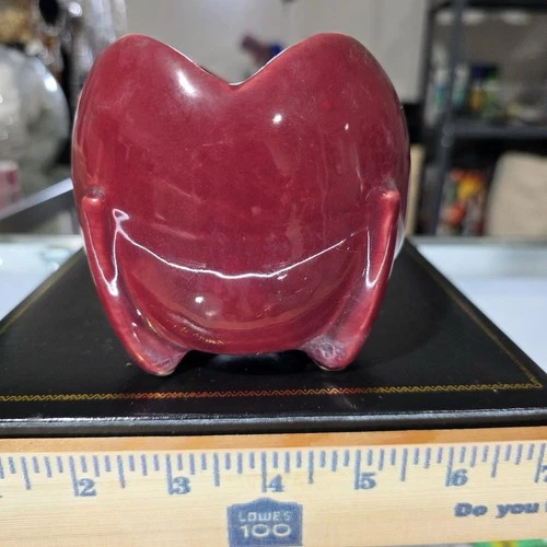 Nelson McCoy Art Deco Tulip Ball Dark Garnet Red Glazed Planter Vase