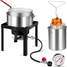 30QT Turkey Fryer & 10QT Fish Fryer Kit, Turkey Fryer Pot with Baskets and 50,00