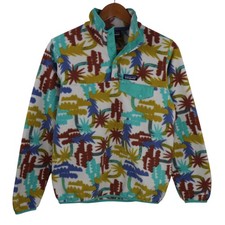 Patagonia Synchilla Snap T Fleece Pullover Womens Small Trees Nature Vtg Jacket