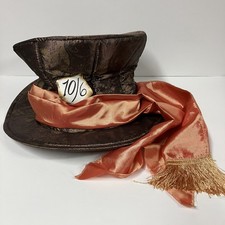 Disney Mad Hatter Adult Costume Alice in Wonderland Brown Top Hat