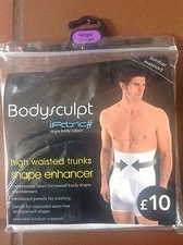 2 MENS BODYSCULPT HIGH WAISTED TRUNKS SHAPE ENHANCER LUMBAR SUPPORT LARGE/XLARGE