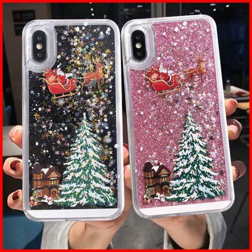 Christmas Santa Elk Liquid Glitter Phone Case For iPhone 11 12 13 Pro Max XR 7 8 - Picture 2 of 16