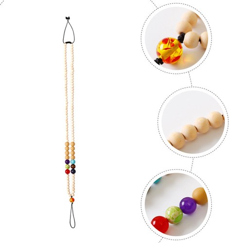 Wooden Bead Silicone Necklace Wrist Phone Lanyard Universal Cell - Zdjęcie 9 z 12