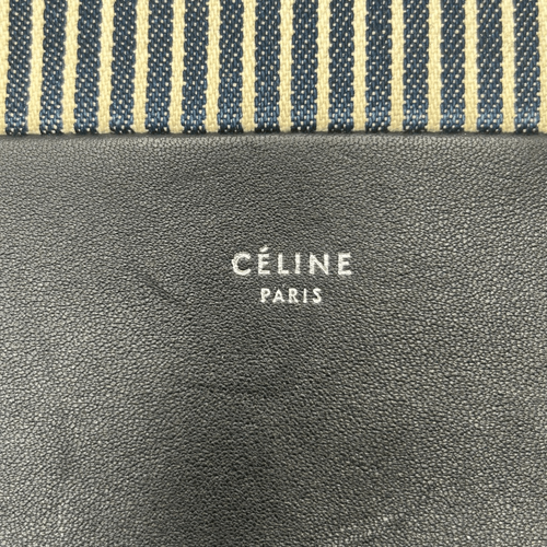 Pochette grande in pelle nera a righe in tela Celine - Foto 9 di 13