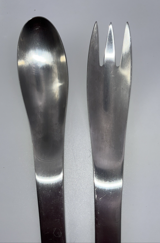 ARNE JACOBSEN A Michelsen Salad Serving Set Long Fork & Spoon Stainless Denmark - Picture 21 of 21