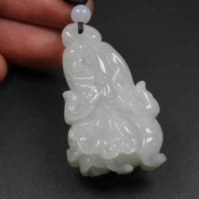 Certified Grade A 100% Natural Green Jadeite Jade Pendant 百财 Cabbage Z03065