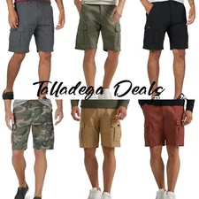 Men's Wrangler Cargo Shorts w Stretch CHOOSE COLOR, SIZE Relaxed Fit Tech Pocket