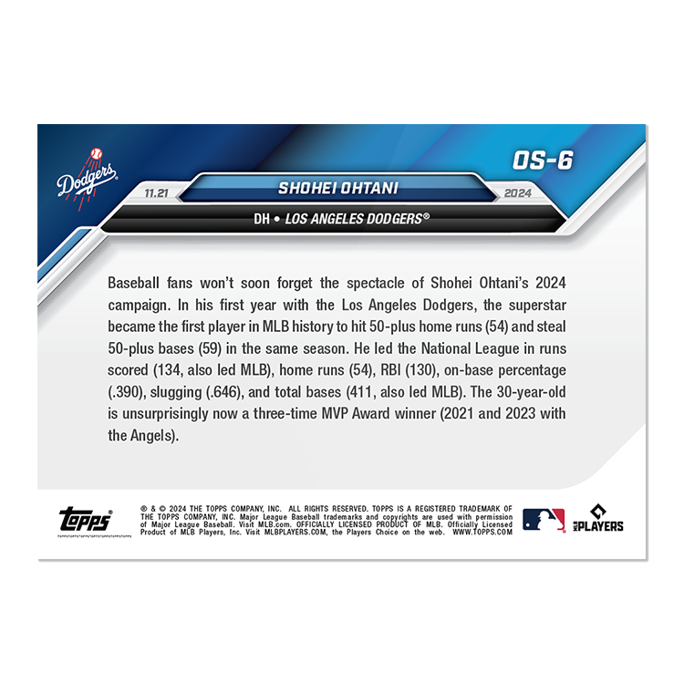 Shohei Ohtani NL MVP WINNER - 2024 MLB Topps NOW® Card OS-6