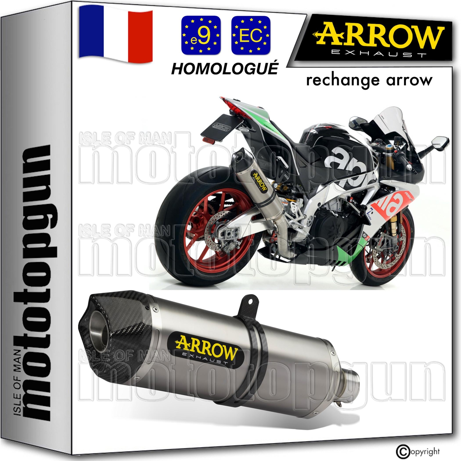 Pot echappement Arrow pour Aprilia RSV4 avec gain de puissance et corps carbone