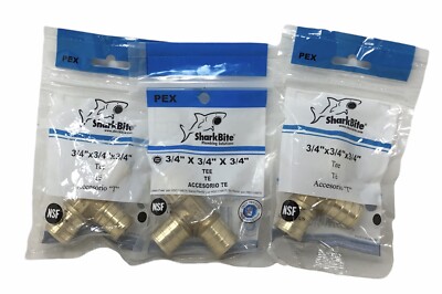 3-PK SharkBite 3/4  X 3/4  X 3/4  Brass Tee. (8E)