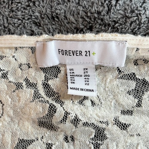 Forever 21 Womens Dress Size 2X White Lace Coquette Cottagecore Boho Lined 18141 - Picture 3 of 7