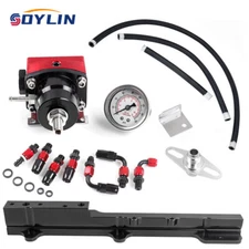 Fuel Rail Pressure Regulator Gauge Hose Line FPR Kit For Honda Civic D15 D16 D17