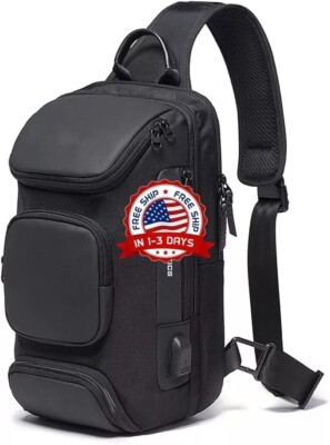 Bolso De Cuero Bandolera Casual Para Hombre Moda Clásica Mochila De Pecho Hombro
